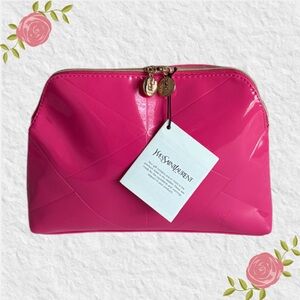 NWT YSL Beaute Hot Pink Patent Cosmetic/Makeup Bag